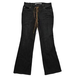 Express Flared Bootcut Western Tie Front Black Denim Jeans